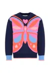 Billieblush Blue Sweater For Girl With Butterfly In Blue