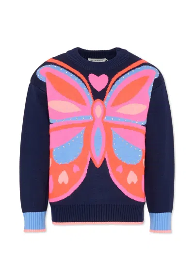 Billieblush Kids' Blue Sweater For Girl With Butterfly