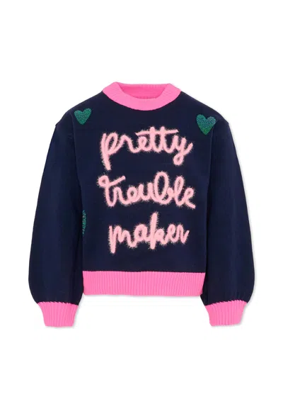 Billieblush Kids' Blue Sweater For Girl With Hearts