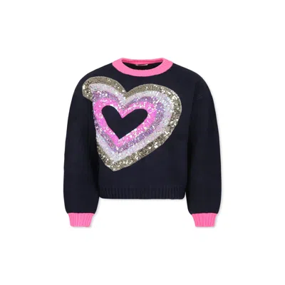 Billieblush Kids' Blue Sweater For Girl With Hearts