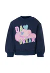Billieblush Blue Sweatshirt For Girl With Hat In Blue