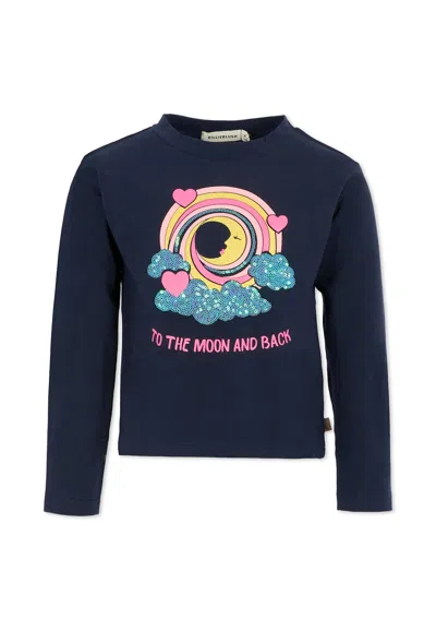 Billieblush Kids' Blue T-shirt For Girl With Moon