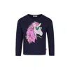 Billieblush Blue T-shirt For Girl With Unicorn In Blue
