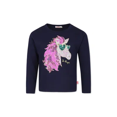 Billieblush Kids' Blue T-shirt For Girl With Unicorn
