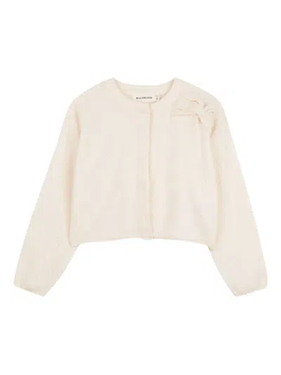 Billieblush Kids' Bow-embellished Cardigan In Neutral