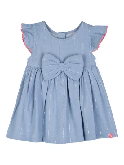 Billieblush Babies' Bow Metallic-stripes Dress In Blue