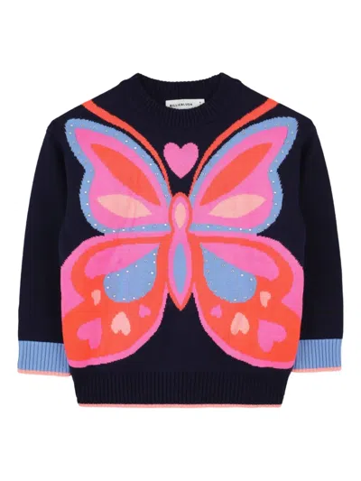 Billieblush Kids' Butterfly-motif Sweater In Blue