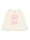 Billieblush Cat-print Ruffled-cuff Top In Neutral