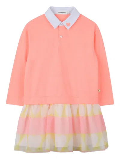 Billieblush Kids' Collared Long-sleeve Layered Dress In Multi
