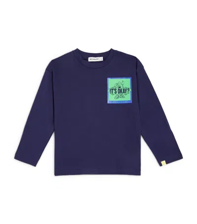 Billieblush Kids' Cotton Graphic Long-sleeve T-shirt In Blue