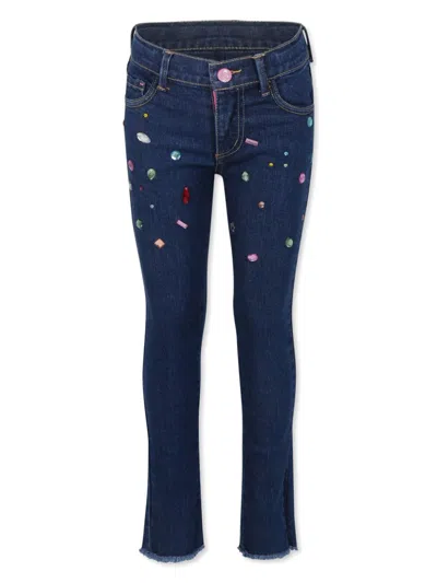 Billieblush Kids' Crystal-embellished Jeans In Blue