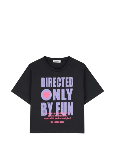 Billieblush Kids' Crystal-embellished Slogan-print T-shirt In Black