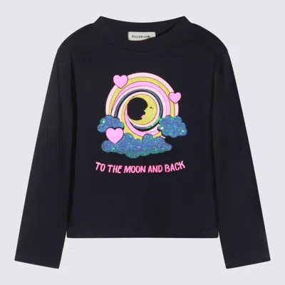 Billieblush Kids' Dark Blue Cotton Sweatshirt In Black