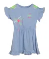Billieblush Denim Dress For Girl With Palm Tree In Blue