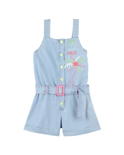 Billieblush Denim Embroidered One-piece In Blue