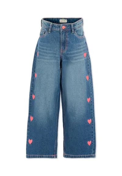 Billieblush Kids' Denim Jeans For Girl With Hearts In Blue