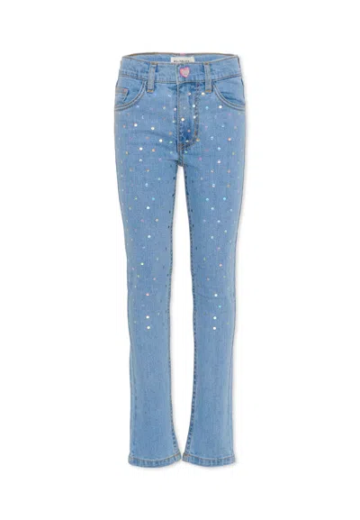Billieblush Kids' Denim Jeans For Girl With Polka Dots In Blue