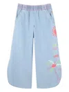 Billieblush Embroidered Wide-leg Jeans In Bleach