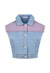Billieblush Denim Vest For Girl With Writing In Denim