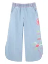 Billieblush Embroidered Wide-leg Jeans In Blue