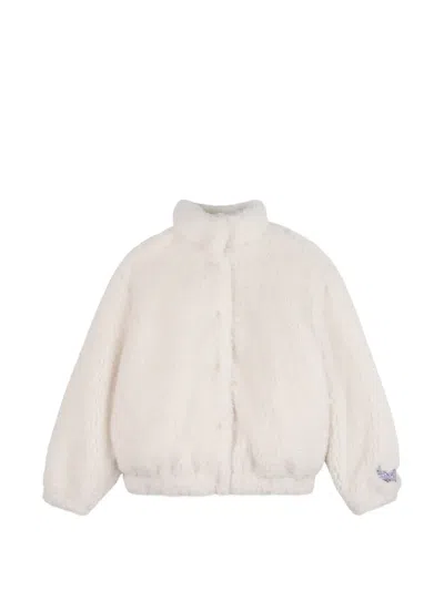 Billieblush Kids' Faux-shearling High-neck Jacket In Neutral