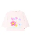 Billieblush Floral-appliqué Long-sleeve T-shirt In Pink