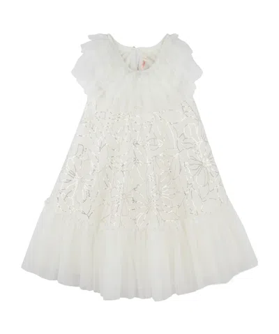 Billieblush Kids' Floral-print Dress In White