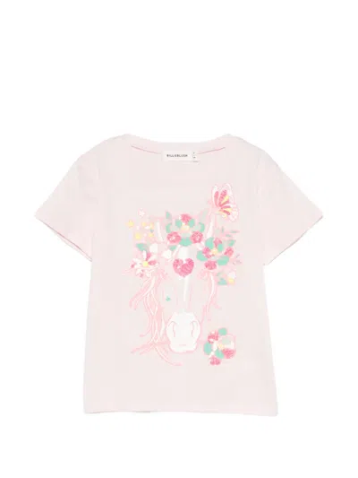 Billieblush Kids' Floral Sequin T-shirt In Pink