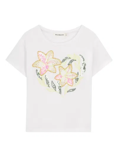 Billieblush Kids' Floral-sequin T-shirt In White