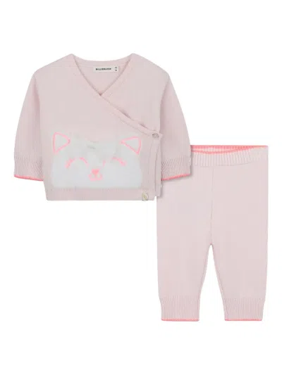 Billieblush Babies' Fox-motif Wrap Top And Leggings Set In Pink