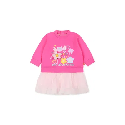 Billieblush Fuchsia Dress For Baby Girl With Flowers In Multicolor