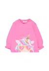 Billieblush Fuchsia T-shirt For Baby Girl With Unicorn In Pink