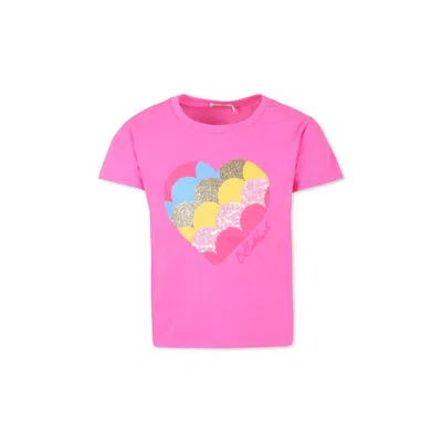 Billieblush Kids' Fuchsia T-shirt For Girl With Herats