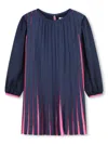 Billieblush Fully Pleated Long-sleeve Dress In Blue