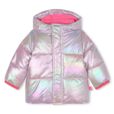 Billieblush Kids' Girl's Shiny Puffer Jacket In Pale Pink In Gold