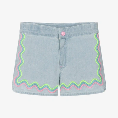 Billieblush Kids' Girls Blue Cotton Embroidered Shorts