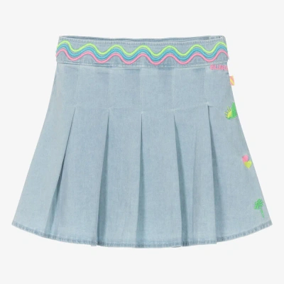 Billieblush Kids' Girls Blue Cotton Embroidered Skirt