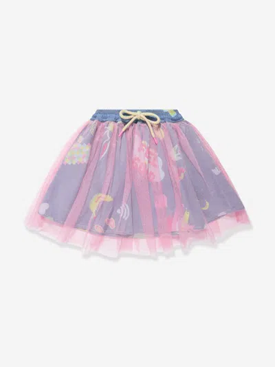 Billieblush Kids' Girls Denim And Mesh Skirt In Blue