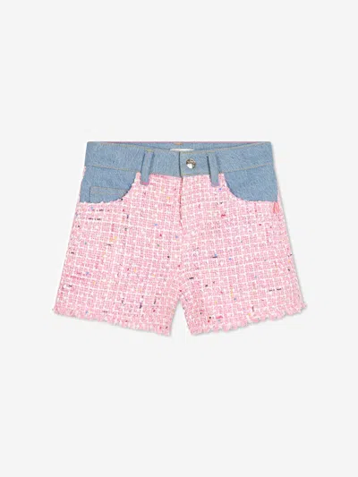 Billieblush Kids'  Girls Denim And Tweed Shorts In Pink