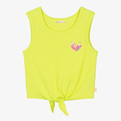 Billieblush Kids' Girls Glittery Neon Yellow Jersey Vest Top