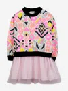 Billieblush Girls Ikat Bi-material Dress In Pink