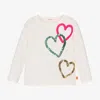 Billieblush Ivory T-shirt For Girl With Hearts In Ivory