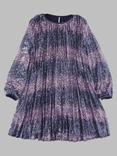 Billieblush Girls Long Sleeve Sequin Pleated Dress In Black
