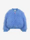 Billieblush Girls Mesh Ruffle Jacket In Blue