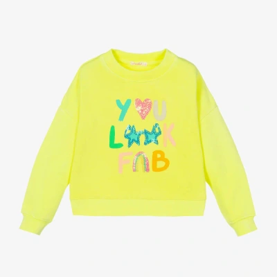 Billieblush Babies' Girls Neon Yellow Cotton Sweatshirt