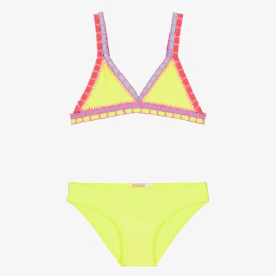 Billieblush Kids' Girls Neon Yellow Crochet Trim Bikini