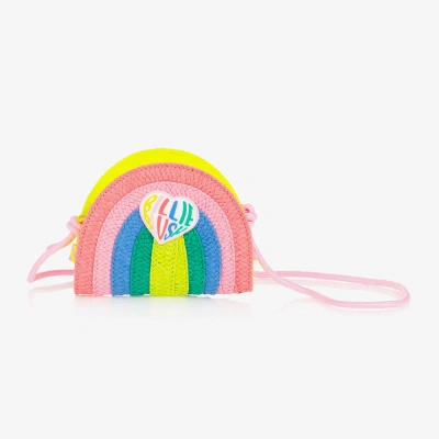 Billieblush Kids' Girls Rainbow Straw Shoulder Bag (15cm) In Pink