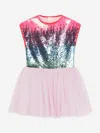 Billieblush Girls Sequin And Mesh Occasion Dress In Pink