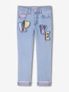 Billieblush Love-embroidered Jeans In Blue