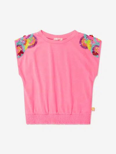 Billieblush Kids' Girls Sequin Shoulder T-shirt In Pink